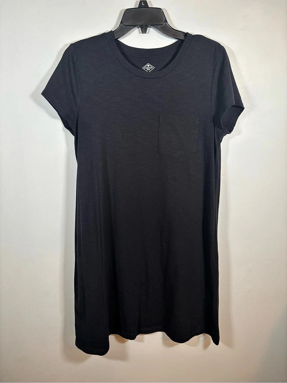 St. John's Bay Short Sleeve T-Shirt Dress Black Mini Medium